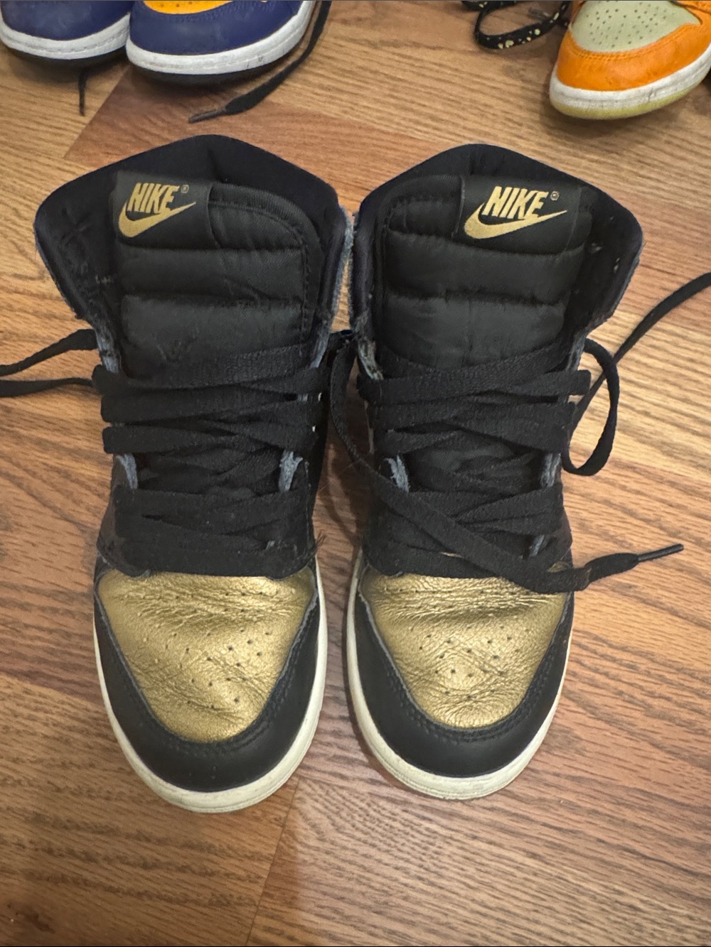 Nike Black and Gold High Top Sneakers with White Soles